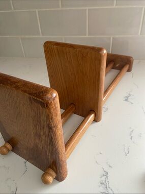 Vintage Wooden Adjustable Book Rack Desk Organizer Magazine Holder